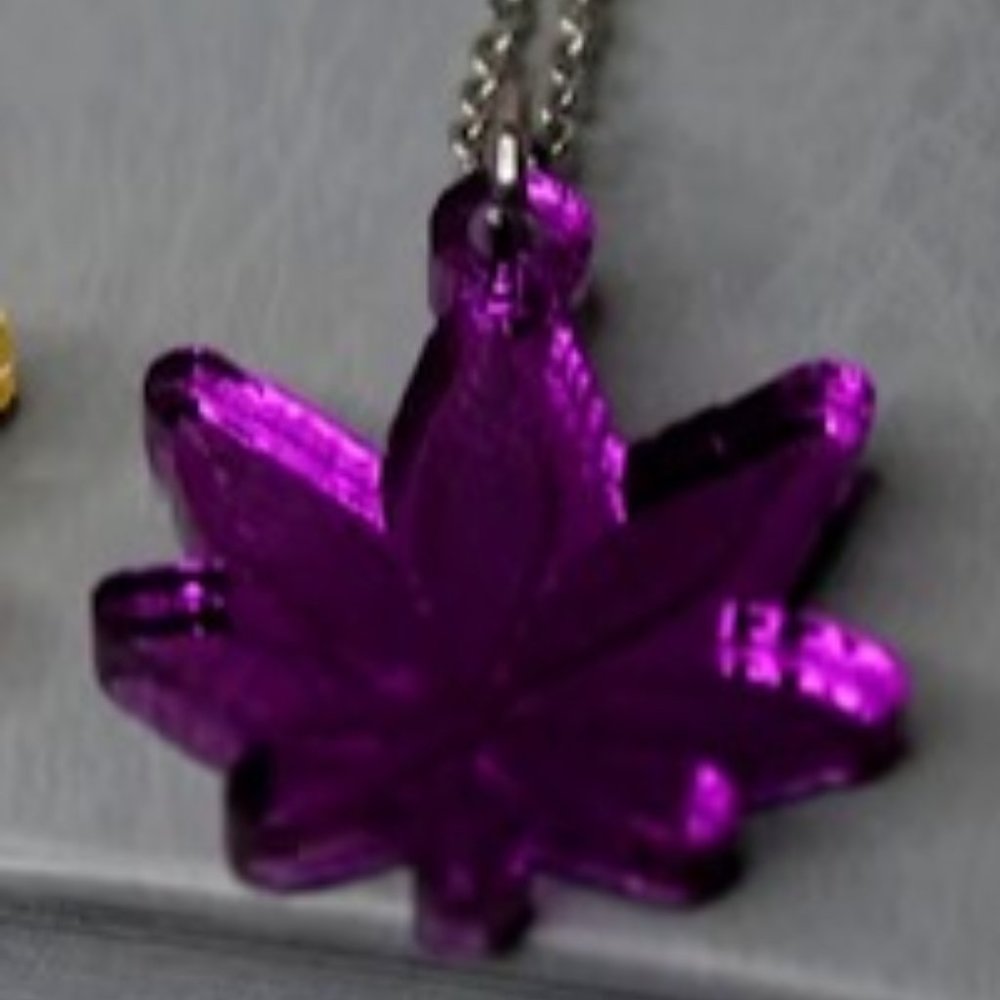 Weed Up Necklace - Purple Haze Acrylic Pendant with 18 inch Silver Chain